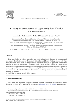 A Theory of Entrepreneurial Opportunity Identification and