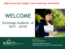Course Selection Information WELCOME