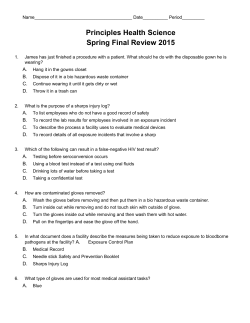 Principles Health Science Spring Final Review 2015