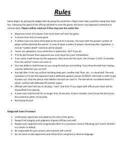 Game begins by placing the dodge balls (6) along