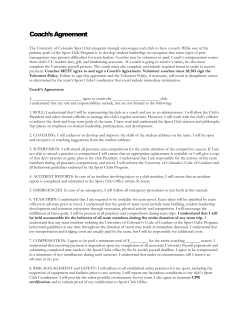 Coach`s Agreement - University of Colorado Boulder