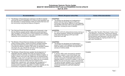 Ombudsman Systemic Review Update MINISTRY RESPONSE