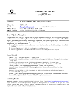 Qualitative Research Methods II