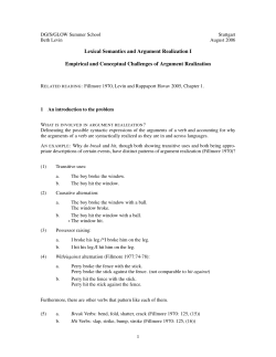 Lexical Semantics and Argument Realization I Empirical