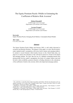 Donadelli, M. and Prosperi, L. / The Equity Premium Puzzle: Pitfalls