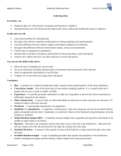 Algebra II Notes Statistical Inference Part I Units 9.1