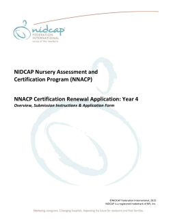NNCP Recertification: Part II, Nursery Self-Assessment