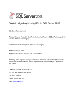 Guide to Migrating from MySQL to SQL Server 2008
