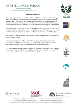 Computing Department The Computing department currently