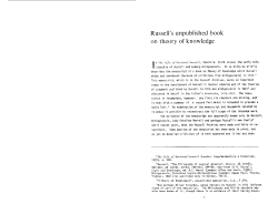 Russell`s Unpublished Book on Theory of Knowledge