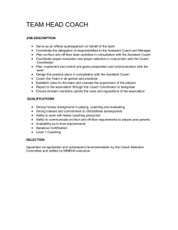 team head coach - Metro Minor Ball Hockey