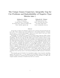 The Unique Games Conjecture, Integrality Gap for Cut Problems