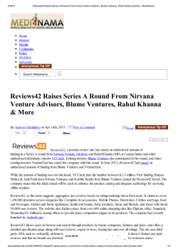 Reviews42 Raises Series A Round From Nirvana Venture Advisors