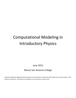 Computational Modeling in Introductory Physics Handout Update