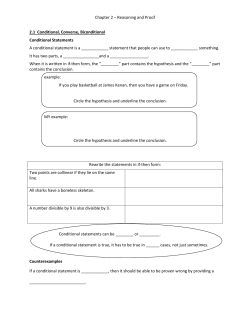 Chapter 2 – Reasoning and Proof 2.1 Conditional, Converse