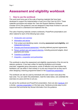 Assessment and eligibility workbook