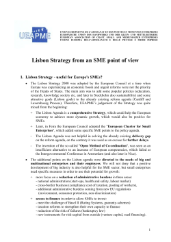 UEAPME`s analytical paper on the Lisbon Strategy