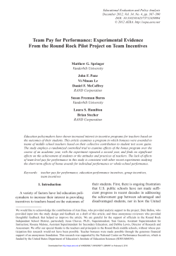 Experimental Evidence From the Round Rock Pilot Project on Team