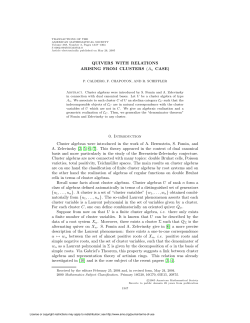 QUIVERS WITH RELATIONS ARISING FROM CLUSTERS (An