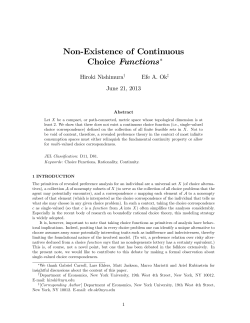 Non Existence of Continuous Choice Functions
