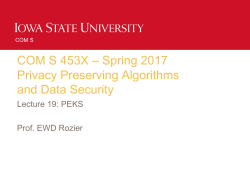 Lecture 19 - PEKS - Trustworthy Data Engineering