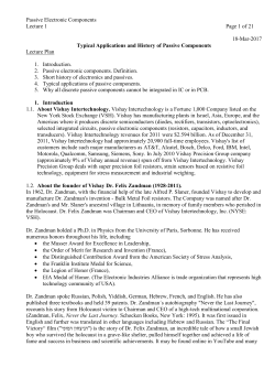 Typical Applications and History of Passive Components