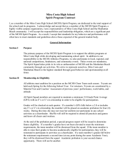 Mira Costa High School Spirit Program Contract