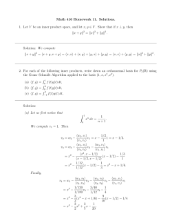 Math 416 Homework 11. Solutions. 1. Let V be an