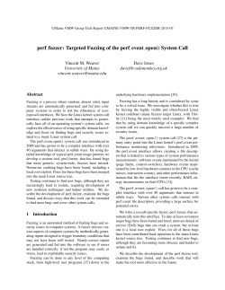perf fuzzer: Targeted Fuzzing of the perf event open() System Call