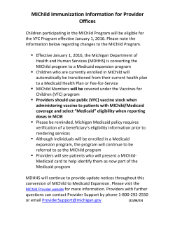 Michigan MI Child Program Immunization Information