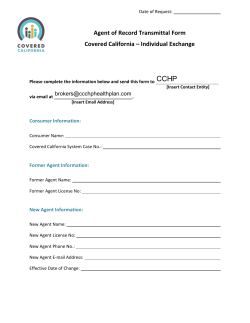 Agent of Record Transmittal Form Covered California &ndash; Individual