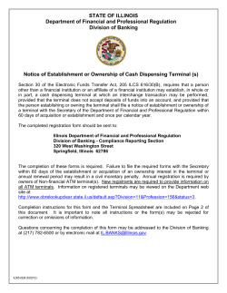 Notice of Establishment or Ownership of Cash Dispensing Terminal (s)