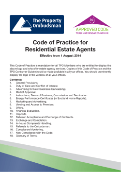 Code of Practice for Residential Estate Agents