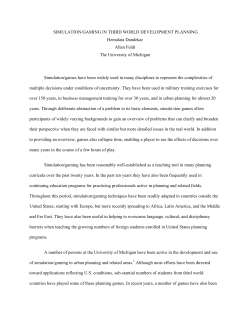 Simulation/Gaming in Third World Development Planning