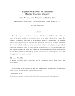 Equilibrium Play in Matches: Binary Markov Games
