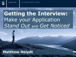 Getting the Interview - How to Make Your
