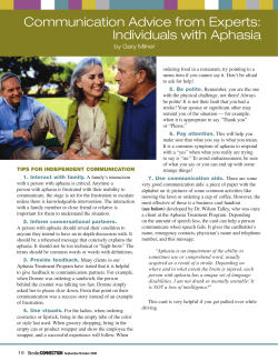 Communication Advice from Experts: Individuals with Aphasia