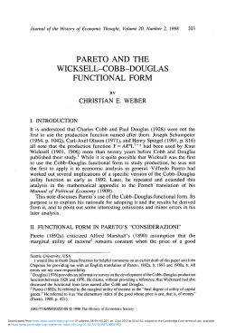 Pareto and the Wicksell&ndash;Cobb&ndash;Douglas Functional Form
