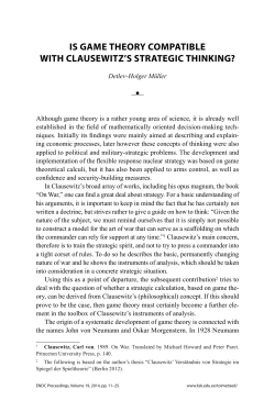 is game theory compatible with clausewitz`s strategic thinking?