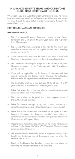 insurance benefits terms and conditons