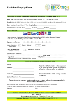 Exhibitor Booking Form - The National Education Show