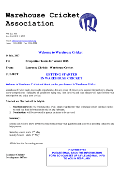 memorandum - Warehouse Cricket Association