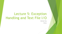 Exception Handling and Text File I/O
