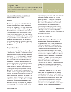 Litigation Alert: Federal Circuit on Entire Market Value Rule: A