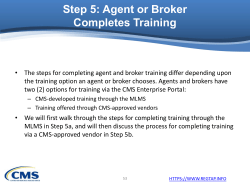 Plan Year 2017 FFM Registration and Training for Agents and