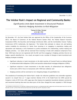 The Volcker Rule`s Impact on Regional and