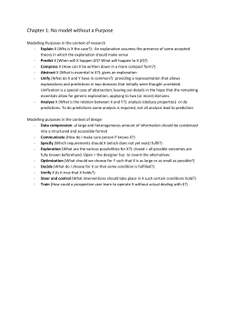Chapter 1: No model without a Purpose Modelling Purposes in the