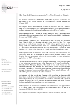 OBJ Board of Directors Appoints New Non-Executive