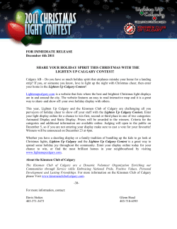 for immediate release - Kinsmen Club of Calgary
