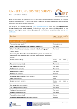 UNI-SET UNIVERSITIES SURVEY